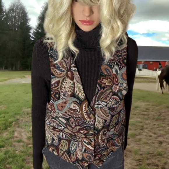 Vintage 90s Compagnie Internationale Express Tapestry Vest Embroidered Vest - Picture 6 of 12